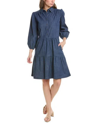 Jones New York Women's Half-placket Tiered Short Dress In Blue