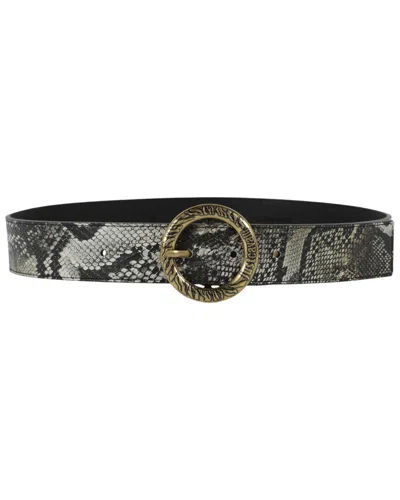 Just Cavalli Round Buckle Snake Print Belt Woman Belt Multicolored Size 39.5 Polyester In Neutral