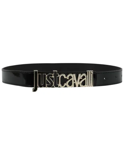 Just Cavalli Logo Plaque Belt Woman Belt Black Size 39.5 Calfskin