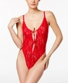 Hanky Panky After Midnight Crotchless Lingerie Teddy Bodysuit 488406 In Red