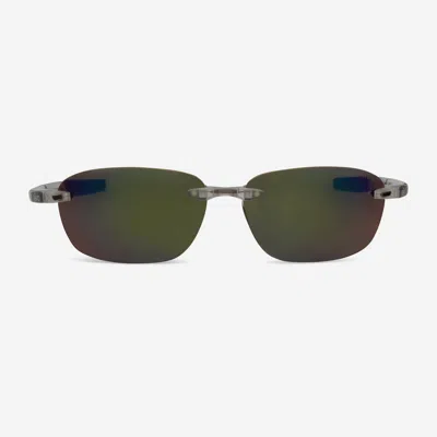 Revo Descend Fold Crystal & Evergreen Rimless Rectangle Sunglasses Re114009gn In Black