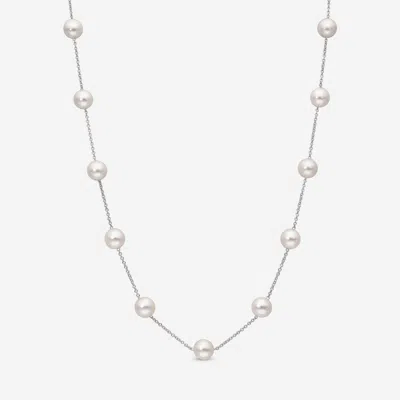 Assael 18k White Gold, Japanese Akoya Cultured Pearl Collar Necklace Ntc-775pcdw1 In Multi