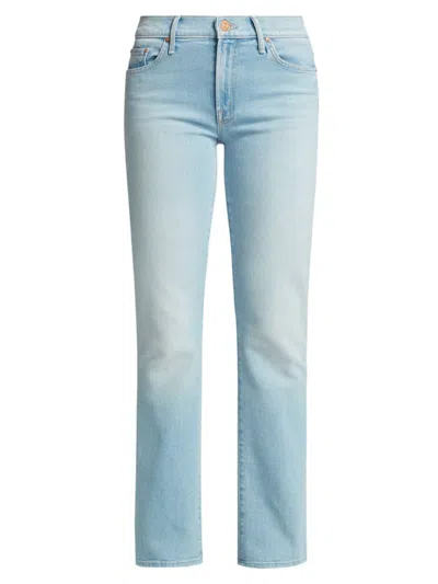 Mother Womens Love On The Beat The Insider Sneak Fray Slim-leg Mid-rise Stretch Jeans In Lost Art
