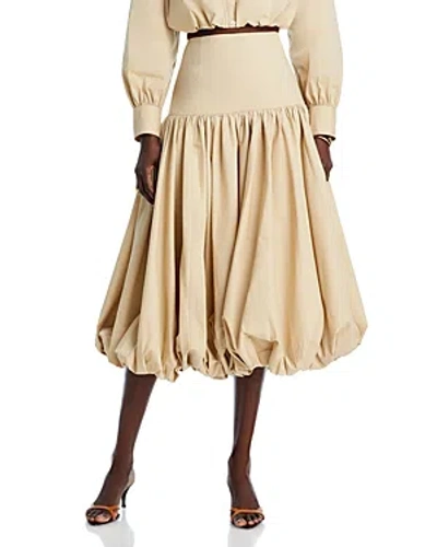 Cinq À Sept Ellah Pleated Bubble Midi Skirt In Khaki