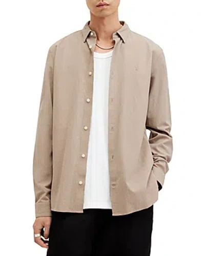 Allsaints Lovell Slim Fit Button-up Shirt In Acre Brown