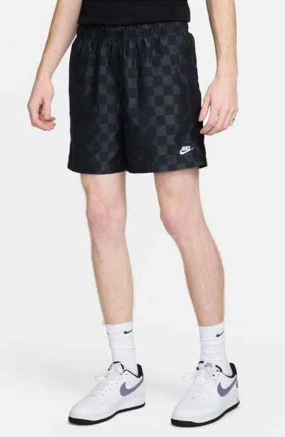 Nike Club Flow Check Nylon Shorts In Black