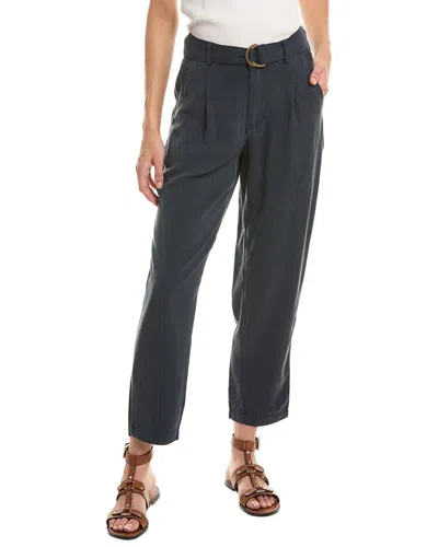 T Tahari Woven Twill Tapered Leg Fly Ankle Pant In Blue