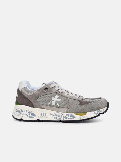 Premiata 'mase' Sneakers In Leather And Grey Fabric