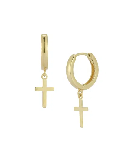 Saks Fifth Avenue Women's 14k Yellow Gold Cross Charm Huggie Earrings