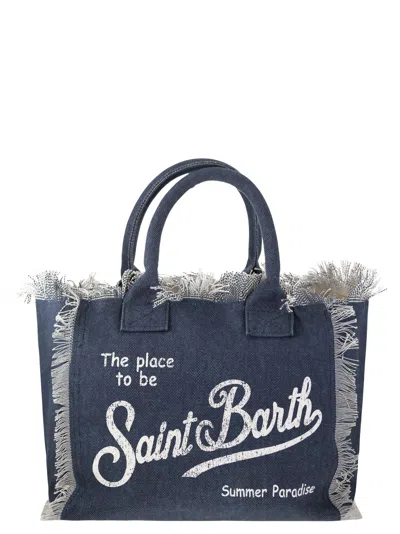 Mc2 Saint Barth Vanity Denim Canvas Handbag