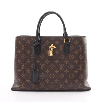 Pre-owned Louis Vuitton Flower Tote Monogram Noir Handbag Pvc Leather In Brown