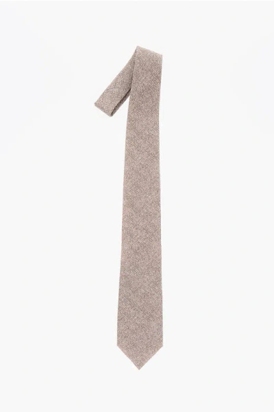 Corneliani Silk And Flax Tie In Neutral