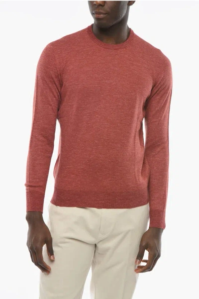 Corneliani Virgin-wool-blend Libeccio Crewneck Sweater In Red