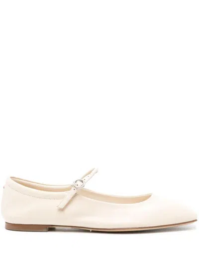 Aeyde Maryjane Leather Ballerina Shoes In Nude & Neutrals