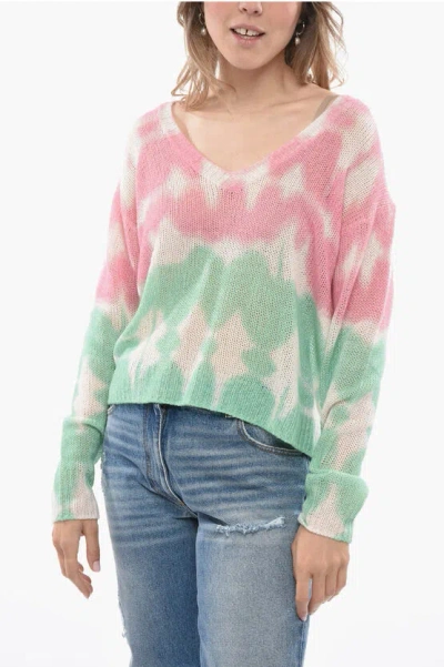 360 Sweater 360cashmere V-neck Tie-dye Effect Cashmere Tori Sweater In Pink