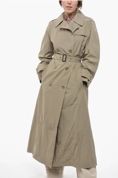 Aspesi Half-lined Double Breasted Trench With Lapel In Gray