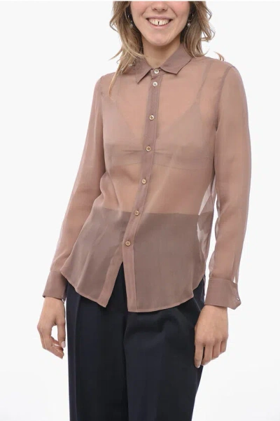 Saint Laurent Pink Silk Shirt In Pink & Purple