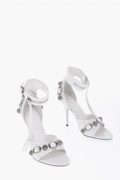 Balenciaga Leather Cagole Sandals With Buckle Details Heel 12 Cm In White
