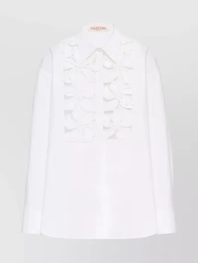 Valentino Hibiscus-detail Shirt In White
