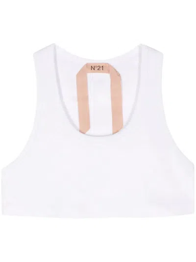N°21 Jersey Crop Top In White