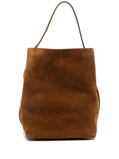 Totême Belted Suede Tote Bag In Tan