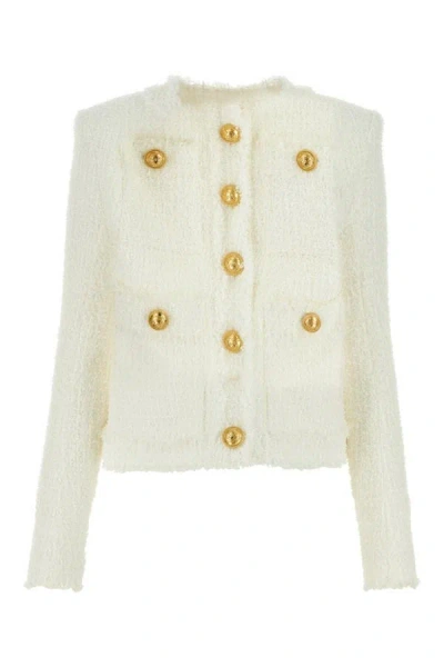 Balmain Woman White Tweed Blazer