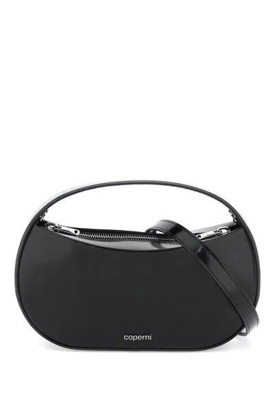 Coperni Small Sound Swipe Gloss Leather Bag In Nero