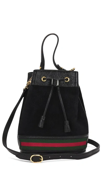 Fwrd Renew Gucci Suede Leather Bucket Bag In Black