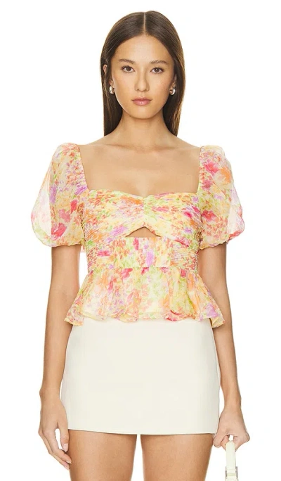 Astr Arlet Top In Yellow Multi Floral