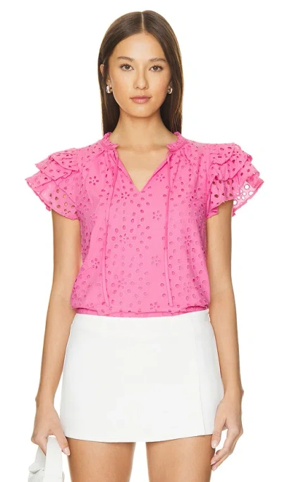 1.state Flutter Sleeve Top In Island Bloom