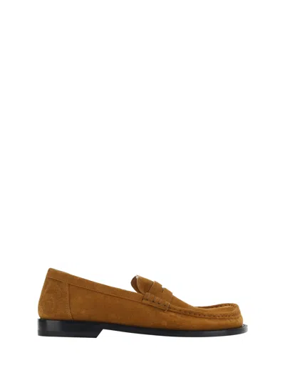 Loewe Brown Suede Campo Loafers In Multicolor