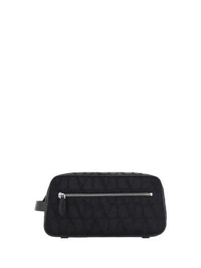 Valentino Garavani Men  Toile Iconographe Beauty Case In Black