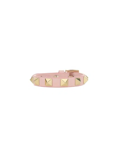 Valentino Garavani Rockstud Bracelet In Rose Quartz