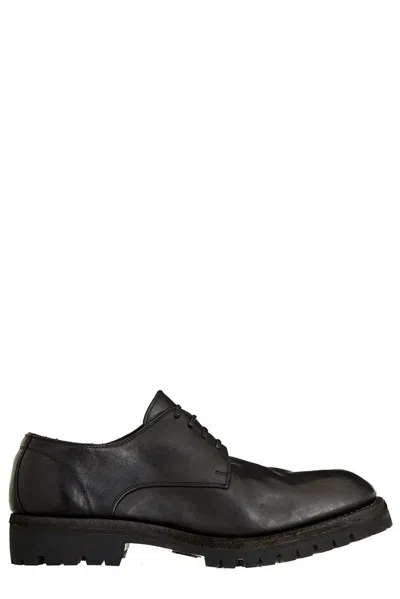 Guidi Round Toe Derby Shoes In Black