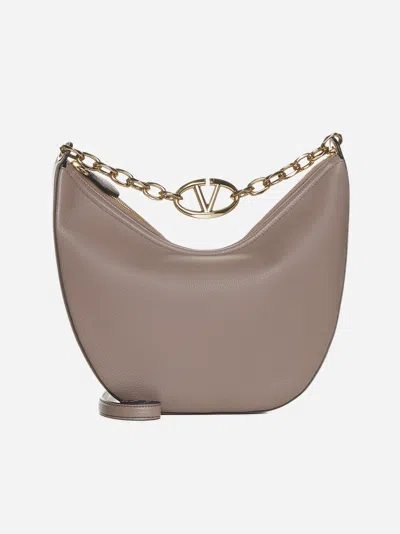 Valentino Garavani Vlogo Moon Leather Medium Hobo Bag In Clay