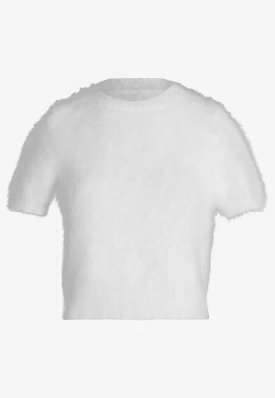 Maison Margiela Brushed Cropped Knit Top In White