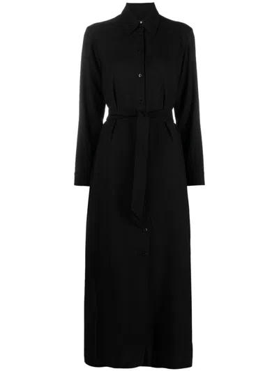 Apc Dorothea Belted Midi Dress In Lzz Black