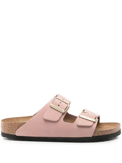 Birkenstock Womens Soft Pink Nubuck Arizona Two-strap Leather Sandals
