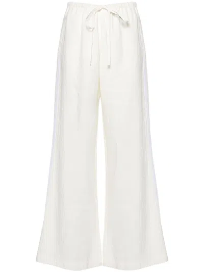 Forte Forte Elasticated Waist Linen Trousers In White