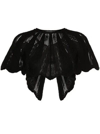 Forte Forte Forte_forte Mercerized Cotton Crochet Cape Clothing In F45m.8000 Nero