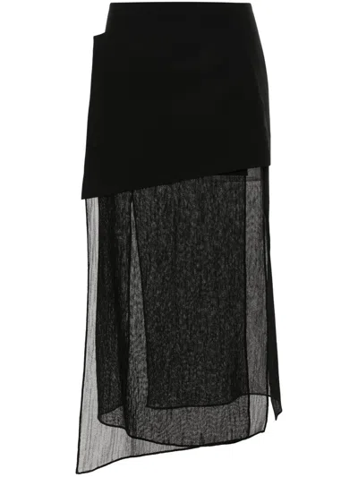 Gauchère Panelled Wool Skirt In Black
