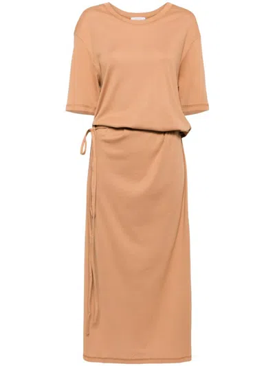 Lemaire Belted Rib T-shirt Dress Clothing In Nude & Neutrals