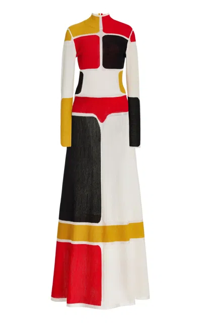 Gabriela Hearst Aldor Colorblock Dress In Cashmere Wool In Ivory