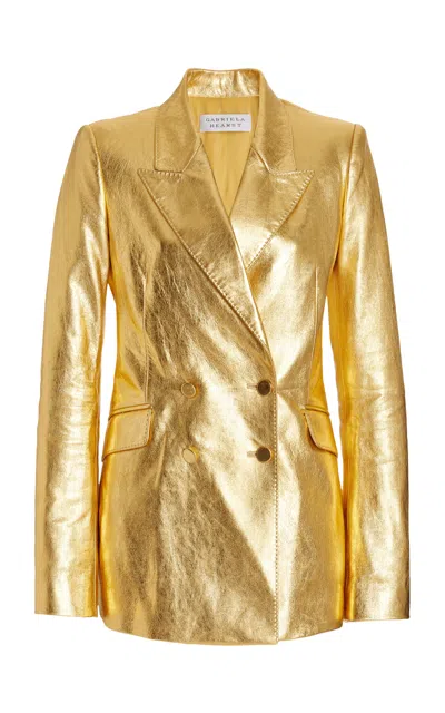 Gabriela Hearst Angela Blazer In Leather In Gold