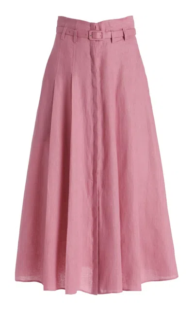 Gabriela Hearst Dugald Midi Skirt In Rose Quartz