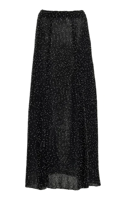 Gabriela Hearst Floris Knit Skirt In Black Beaded Silk