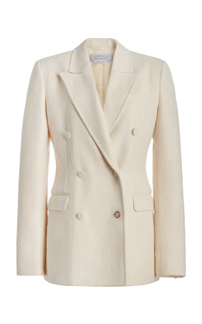 Gabriela Hearst Gavin Silk-wool Boucle Double-breasted Blazer Jacket In Ivory