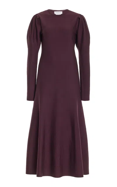 Gabriela Hearst Hannah Puff-sleeve Wool-cashmere Maxi Dress In Deep Bordeaux
