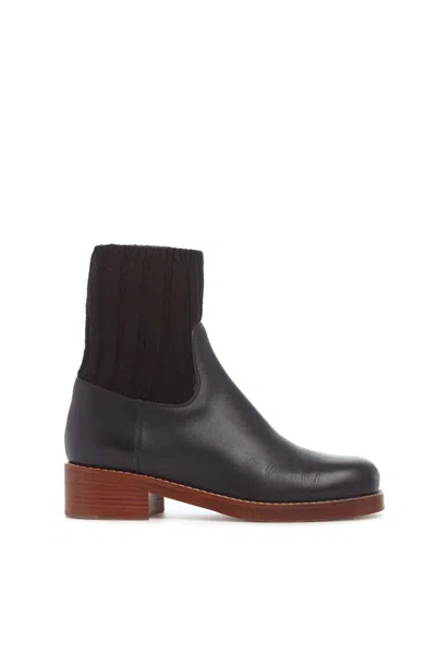 Gabriela Hearst Hobbes Sock Boot In Black Leather & Cashmere