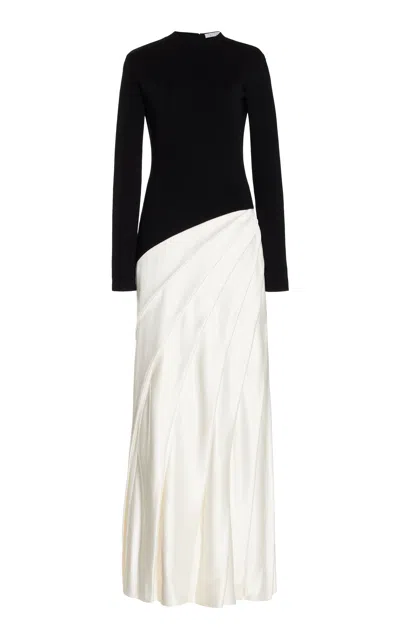 Gabriela Hearst Ismay Gown With Pleated Detail In Black/ivory